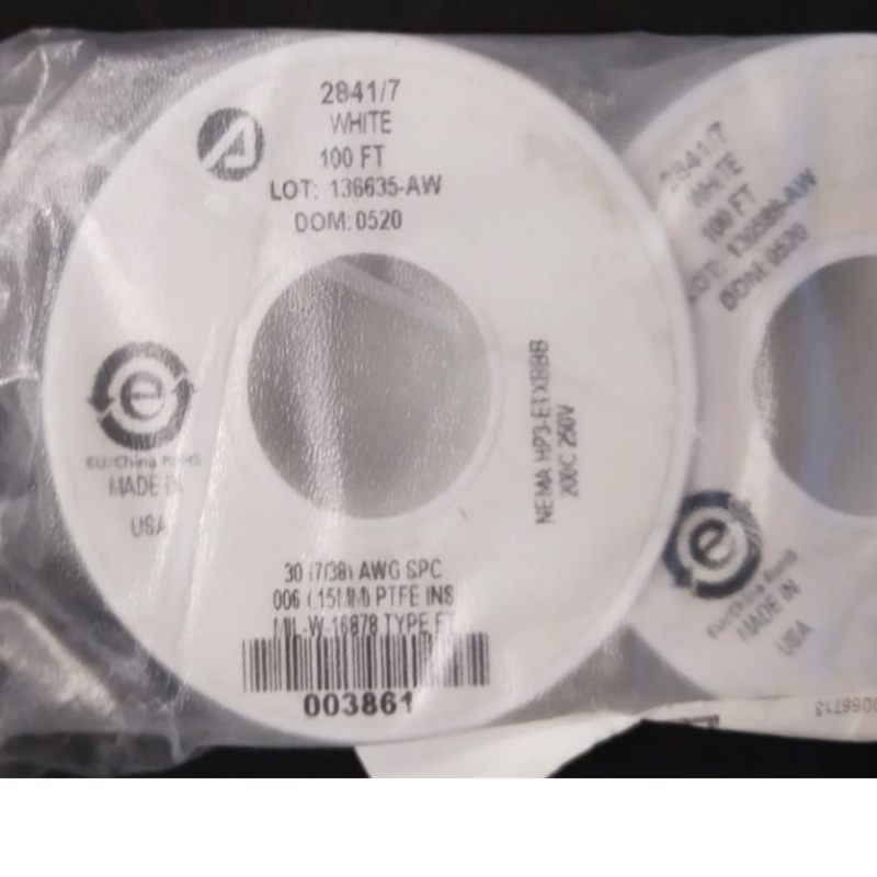 ALPHA WIRE 30 AWG Hook-Up Wire 7/38 White 250V 100.0' (30.5m) MPN:2841/7 WH005