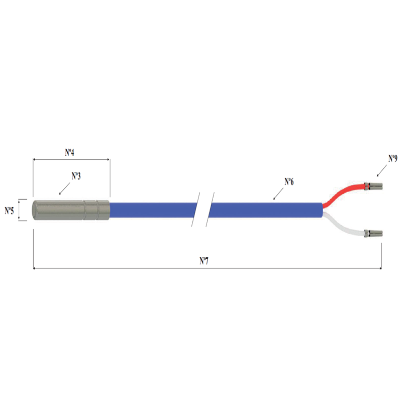 EUROSENSOR EN.NTC.AISI304.406.B.2X0,25Q4,6-3M-PINS temperature sensor
