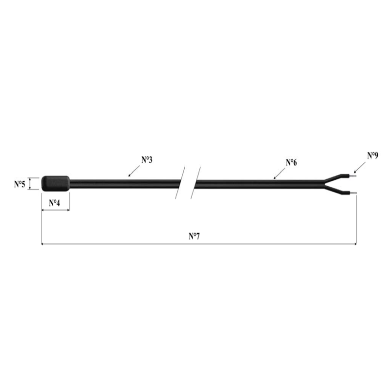 EUROSENSOR EN.NTC.THER.PLAS.RUB.15.5X6.BLACK.2X0,25Q3,60X1,65-1,5M-SOLDERED