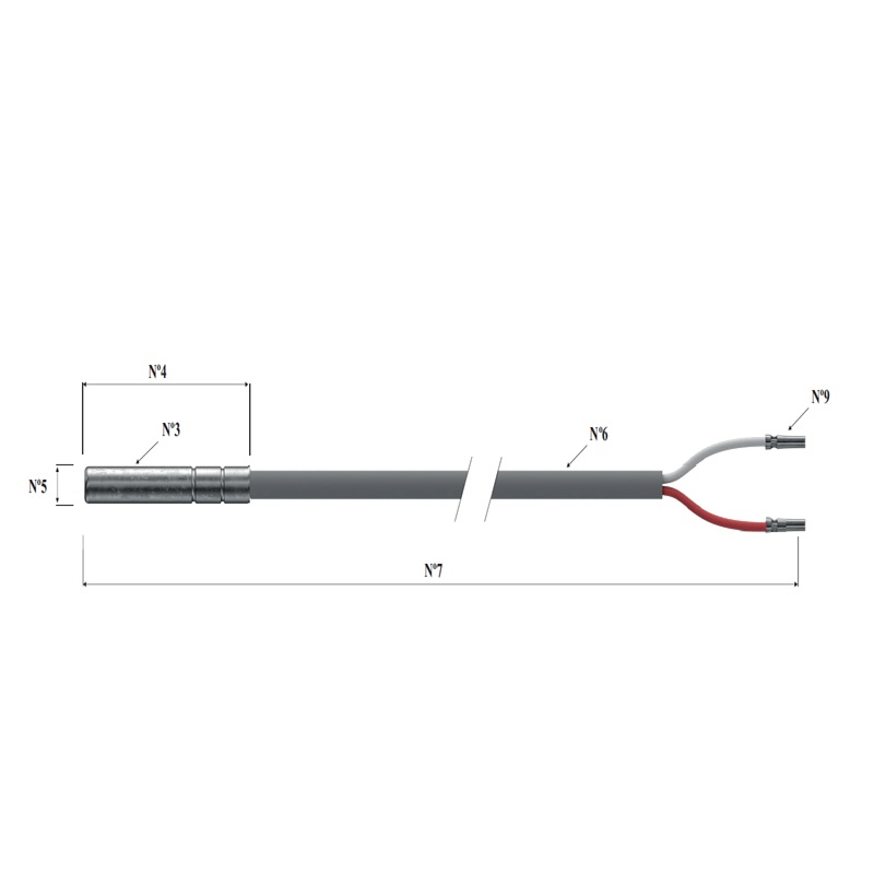 EUROSENSOR EN.PTC.AISI304.40-6.G.2X0,25Q4,6-1,5M-PINS temperature sensor