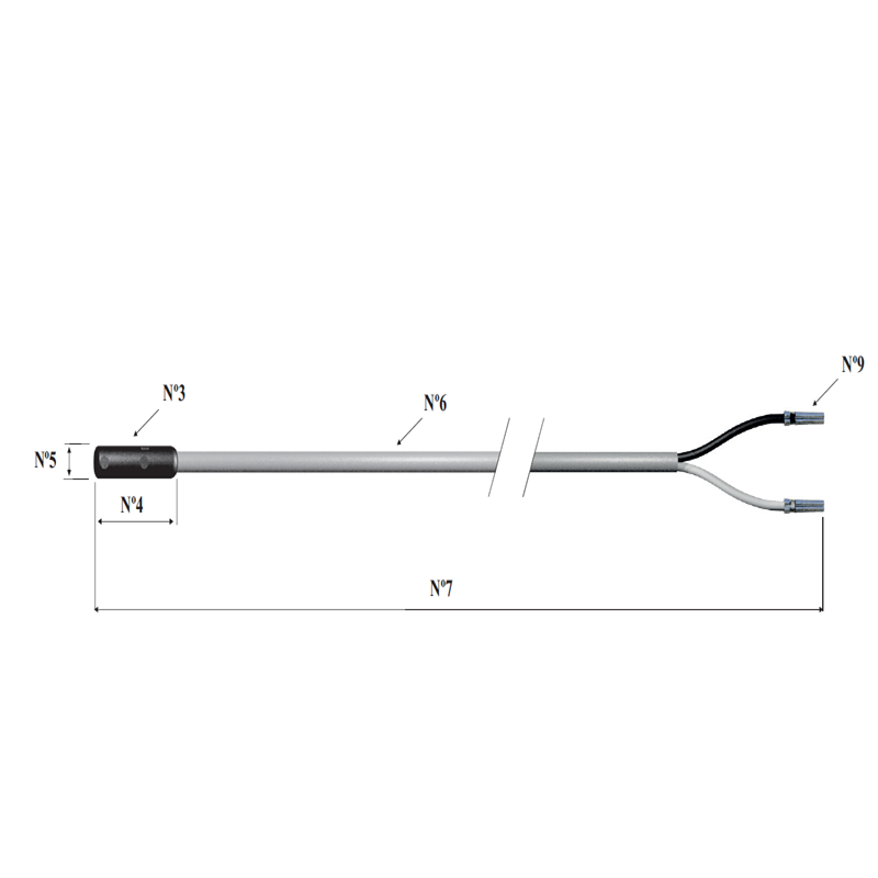 EURSOSENSOR EN.NTC.THER.PLAS.RUB.205.G.2X0,25Q3,3-2M-FERRULES temperature sensor